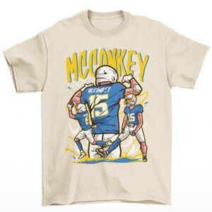 NEW Ladd McConkey Cartoon Style Los Angeles Football T-Shirt